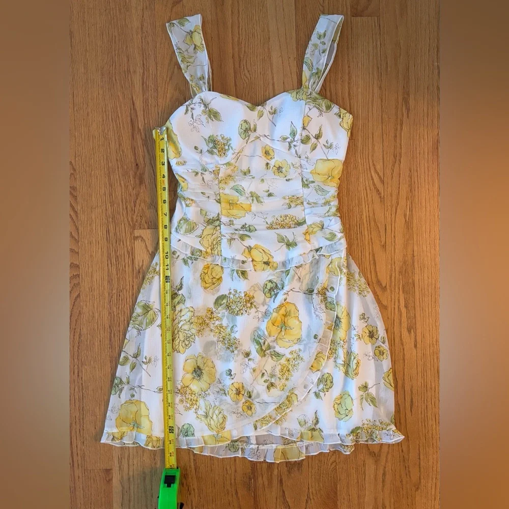 Y2K Ruby Rox romantic cottage fairy Floral Yellow Dress size 9 - Picture 12 of 13